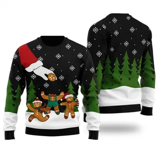 Funny Gingerbread Holiday Christmas Sweaters Black