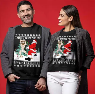 Funny Santa Fighting For Christmas Ugly Sweater