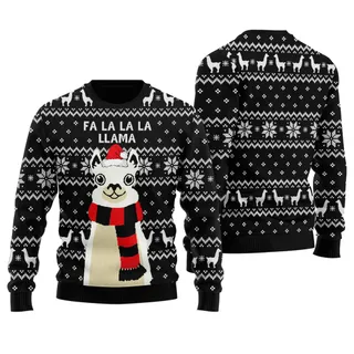 Funny Ugly Sweater Llama Black