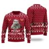 Meowy Christmas Custom Pet Christmas Sweater Cardinal Red - variant image 1