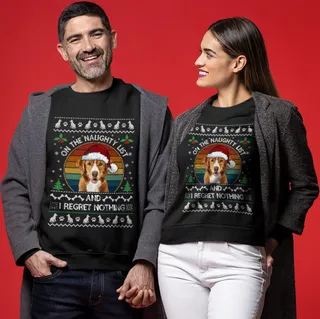 On The Naughty List Custom Dog Ugly Christmas Sweater For Adults