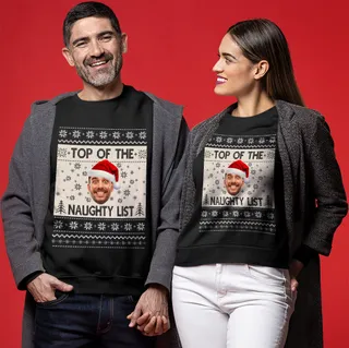 Top Of The Naughty List Custom Ugly Christmas Sweater For Couples