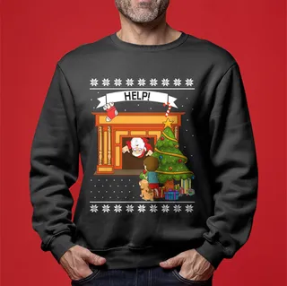 Funny Stuck Santa Christmas Sweater For Men