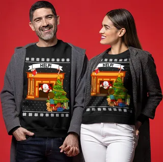 Funny Stuck Santa Christmas Sweater For Couple