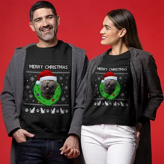 Merry Christmas Custom Cat Ugly Christmas Sweater For Couples