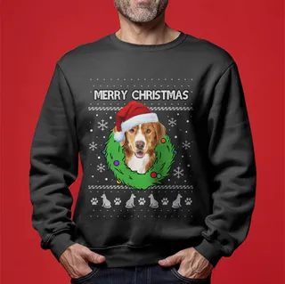 Merry Christmas Custom Dog Christmas Sweater For Men