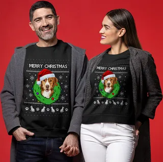 Merry Christmas Custom Dog Christmas Sweater For Couples
