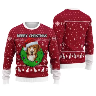 Merry Christmas Custom Dog Christmas Sweater Cardinal Red