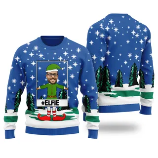 Funny Elfie Custom Christmas Sweater Royal