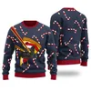 Funny Pizza Cat With Laser Eyes Christmas Sweater Navy - variant image 1