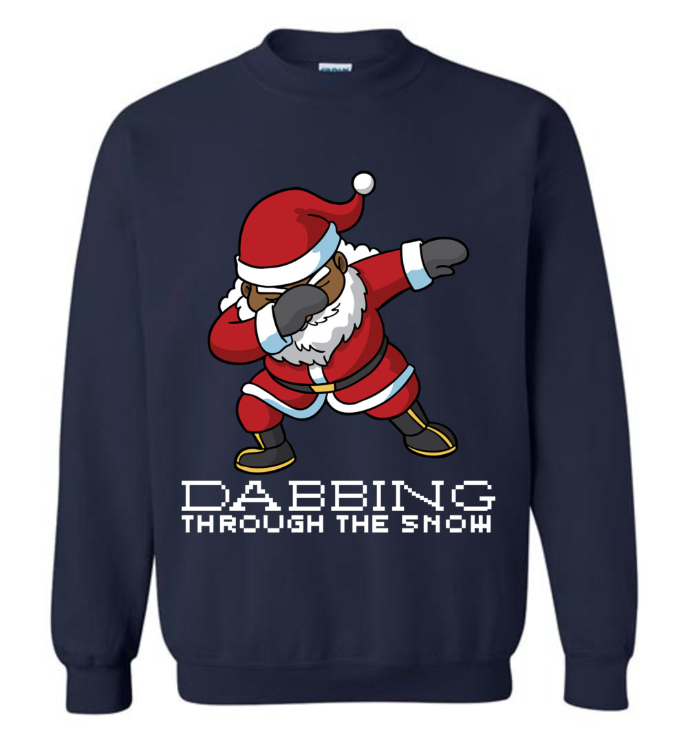 Dabbing Black Santa Christmas Sweater For Men