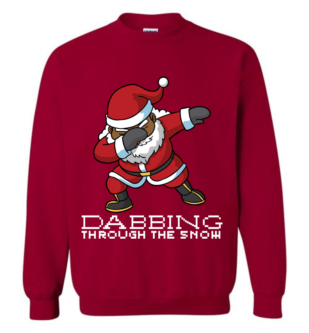 Dabbing Black Santa Christmas Sweater For Men