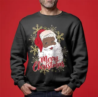 African American Santa Claus Christmas Sweater For Men