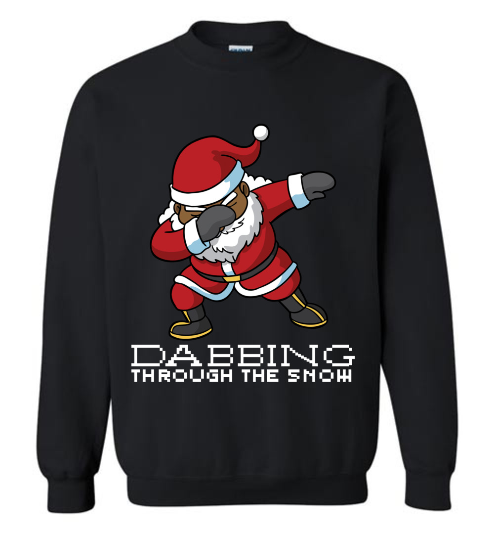 Dabbing Black Santa Christmas Sweater For Men