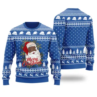 African American Santa Claus Royal Ugly Christmas Sweater