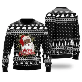 African American Santa Claus Black Ugly Christmas Sweater