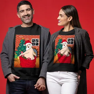 Funny Sexy Santa Ugly Christmas Sweater For Couples