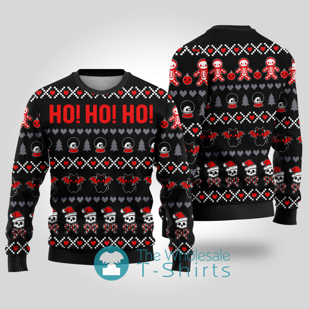 Ho Ho Ho Spooky Ugly Christmas Sweater Black - variant image 1