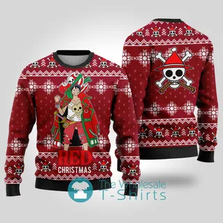One Piece Red Ugly Christmas Sweater Cardinal Red