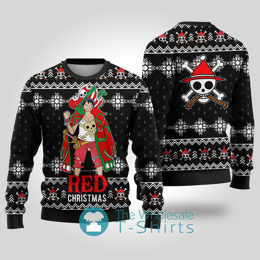 One Piece Red Ugly Christmas Sweater Black - variant image 1