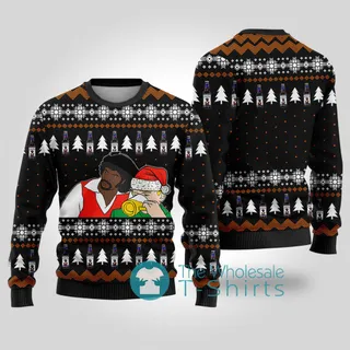 Inappropriate Samuel Jackson Drink Beer Ugly Christmas Sweater Black