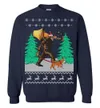 Bigfoot Walking Bulldog Ugly Christmas Sweater
