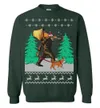 Bigfoot Walking Bulldog Ugly Christmas Sweater