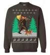 Bigfoot Walking Bulldog Ugly Christmas Sweater
