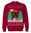 Bigfoot Walking Bulldog Ugly Christmas Sweater