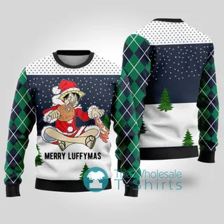 Merry Luffymas One Piece Ugly Christmas Sweater Navy