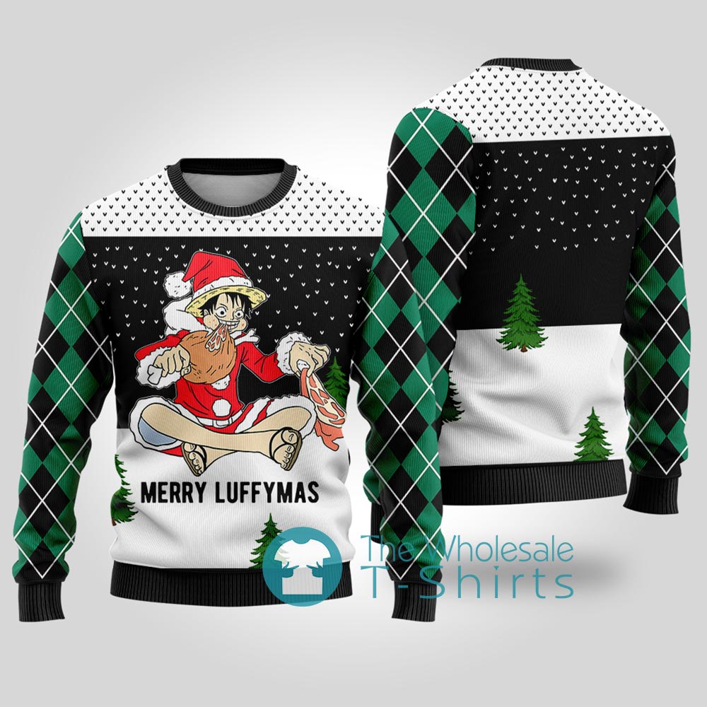 Merry Luffymas One Piece Ugly Christmas Sweater Black - variant image 1