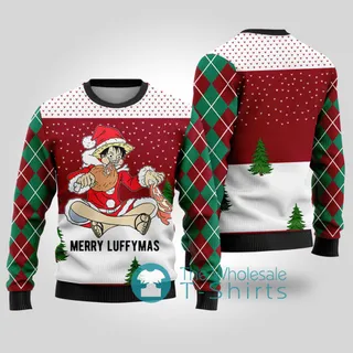 Merry Luffymas One Piece Ugly Christmas Sweater Cardinal Red