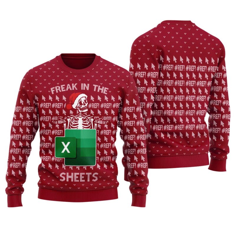 Skull Xmas Freak In The Excel Sheet Ugly Christmas Sweater
