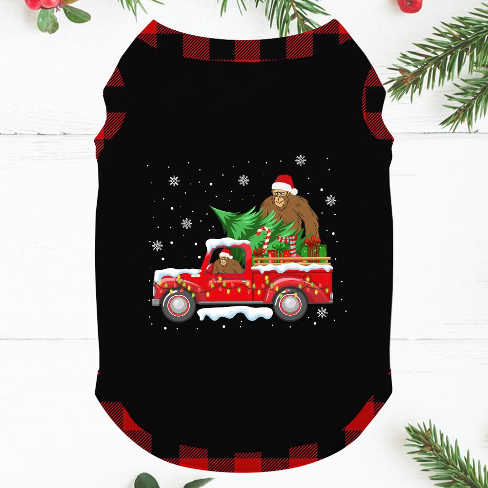 Unique Bigfoot Santa On Truck Christmas Pjs Sets Black Red