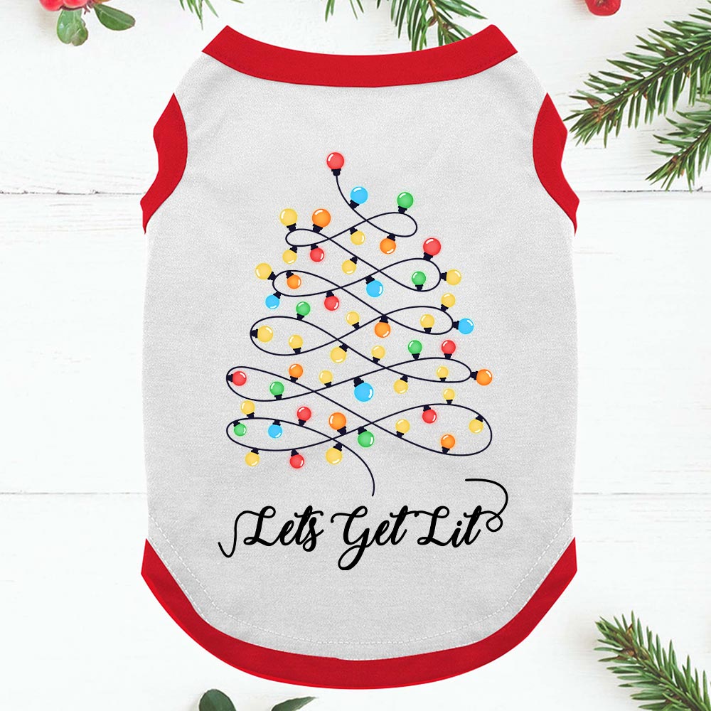 Festive Lets Get Lit Christmas PJs Family With Xmas Tree Buffalo Plaid