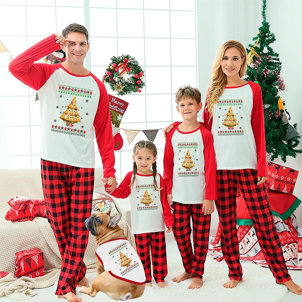 Matching Pizza Family Christmas Pj Red Plaid - variant image 1