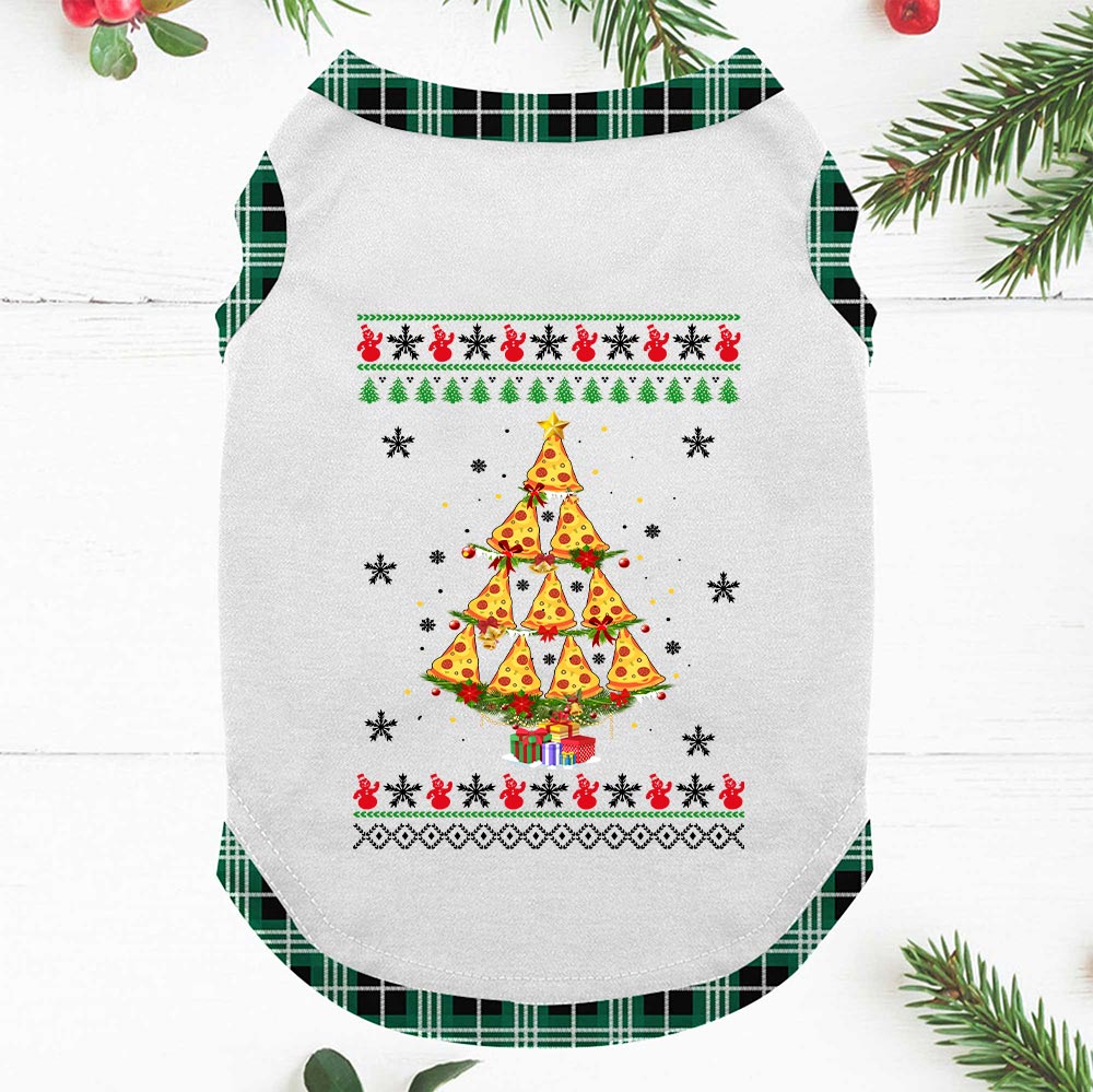 Unique Pizza Family Christmas Pajamas Plaid Green