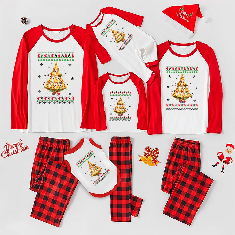 Matching Pizza Family Christmas Pj Red Plaid