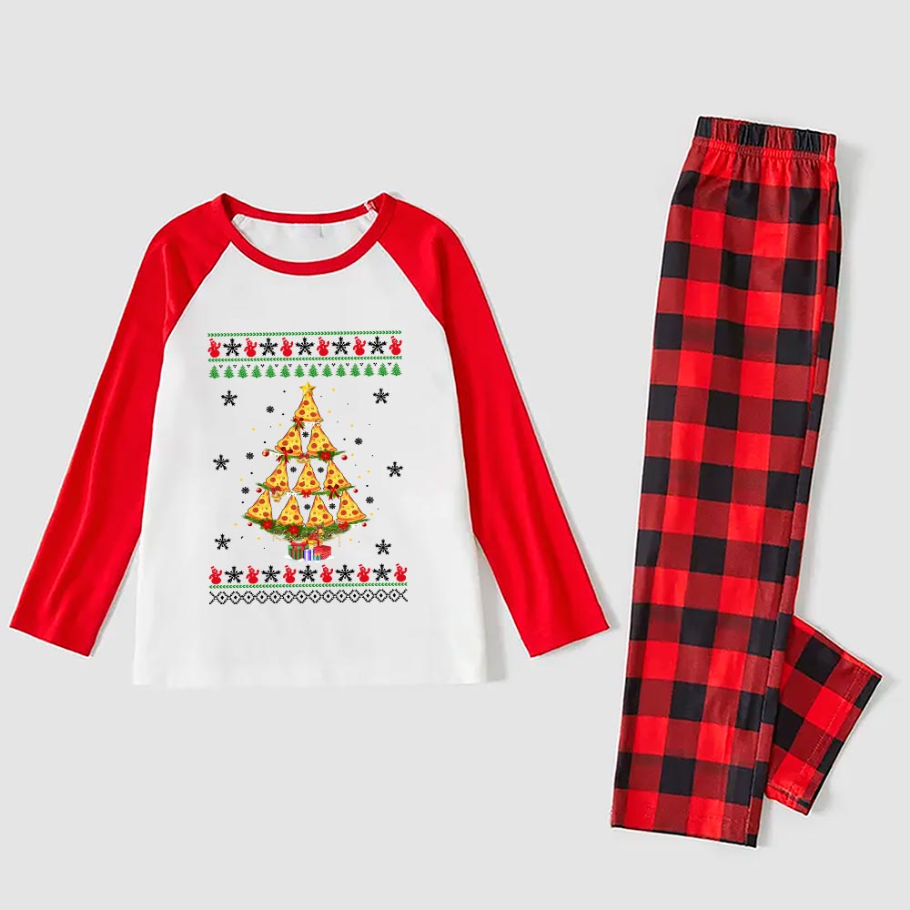 Matching Pizza Family Christmas Pj Red Plaid