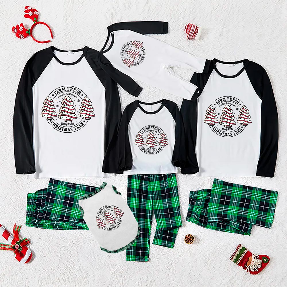 Christmas Cake Matching Pajamas For Family Plaid