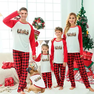 Funny Matching Sheep Family Xmas Pjs Red Buffalo Plaid