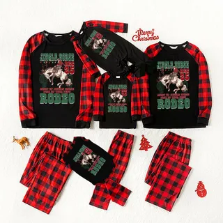 Funny Christmas Family Pjs Jingle Horse Cowboy Santa Black Classic