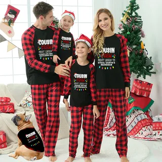 Festive Cousin Crew Custom Christmas Pjs Black And Red