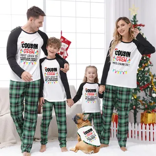 Personalized Cousin Crew Christmas Pajamas Most Likely To Green And White