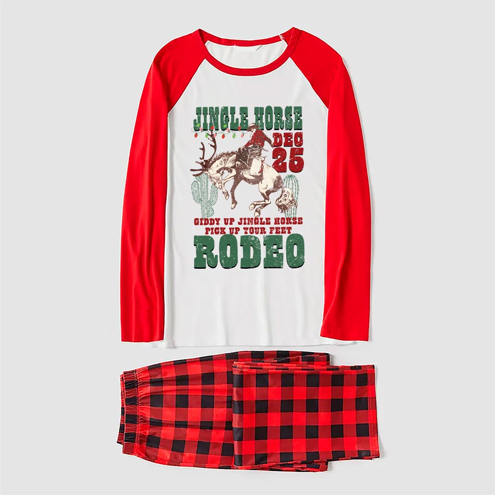 Jingle Horse Matching Pajamas Christmas Cowboy Santa Red And White