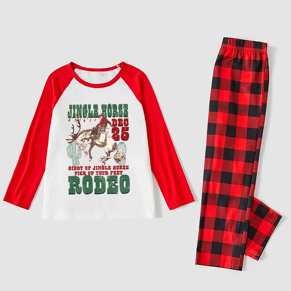 Jingle Horse Matching Pajamas Christmas Cowboy Santa Red And White
