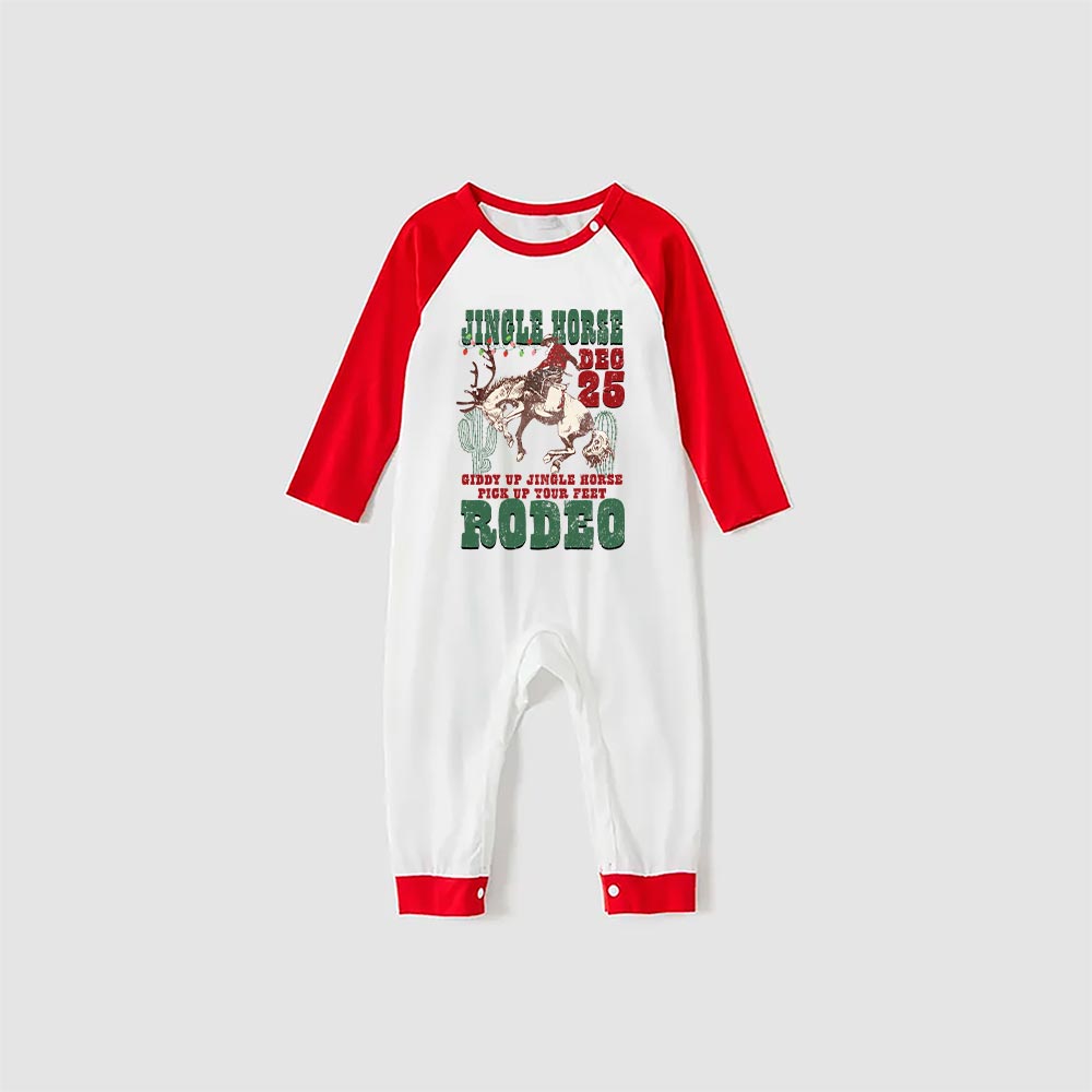 Jingle Horse Matching Pajamas Christmas Cowboy Santa Red And White