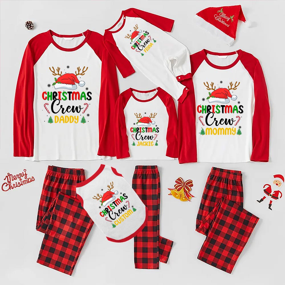 Festive Cousin Crew Christmas Pajamas With Names Red