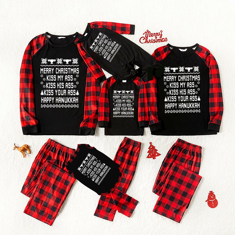 Menorah Pajamas Merry Xmas And Happy Hanukkah Black - variant image 1