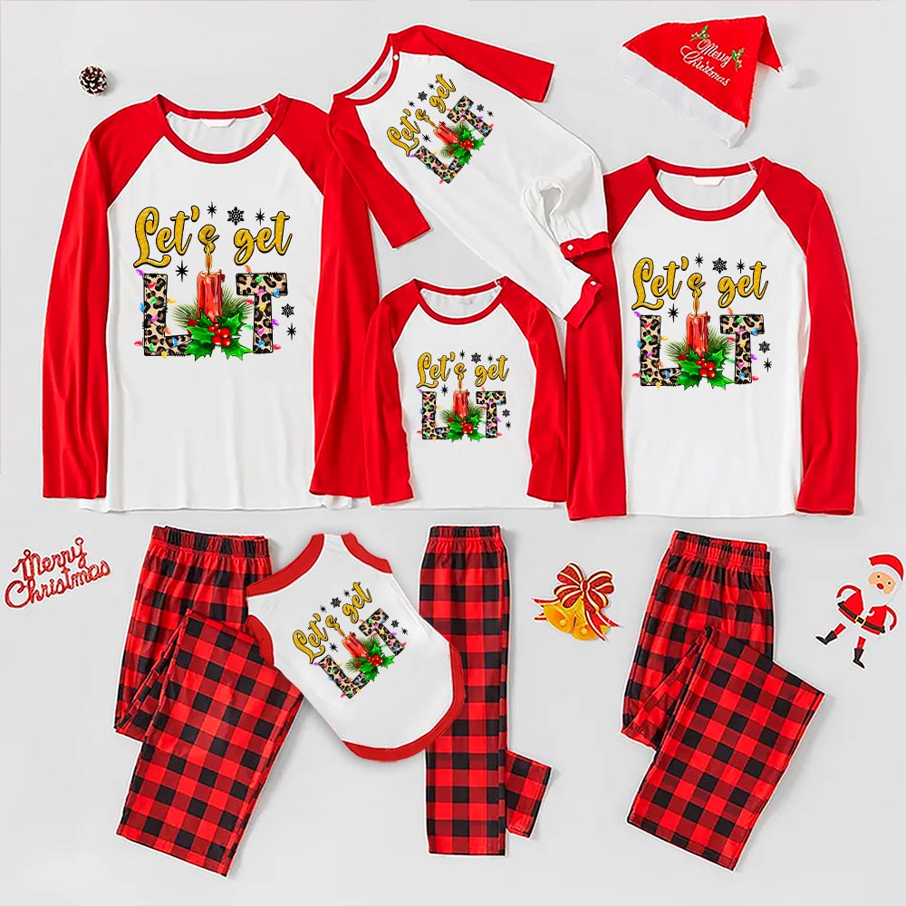 Christmas Pajamas For A Family Let's Get Lit Red - variant image 1